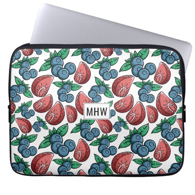 Berries Mönster anpassningsbar monogram laptop sle Sleeve (Framsidan)