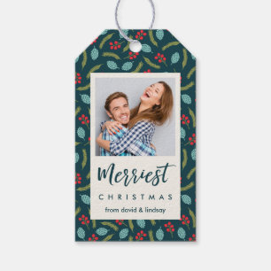 Berries och Gräs Helgdag Photo Gift Märkres Presentetikett