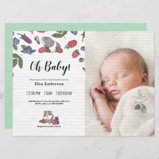 Berries och Guineas Anpassningsbar gris Fotobabysk Inbjudningar