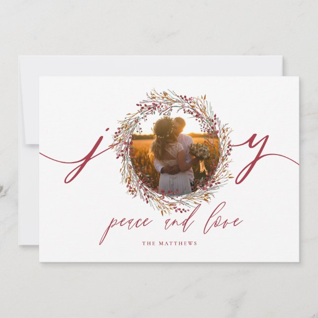 Berries och Joy Helgdag Photo Card Julkort (Framsida)