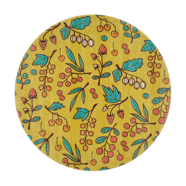 Berries på grenar, sömlös natur mönster. (Framsidan)