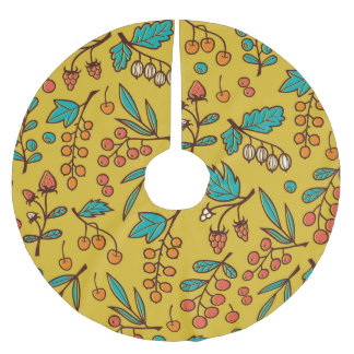 Berries på grenar, sömlös natur mönster. julgransmatta borstad polyester