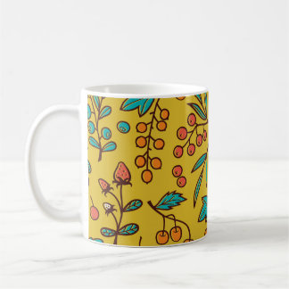 Berries på grenar, sömlös natur mönster. kaffemugg