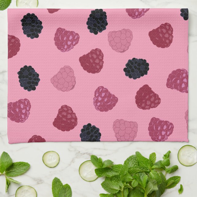 Berries Pink Pop Art Kitchen Towels Kökshandduk (Vikta)