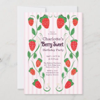 Berry 1:a Cute Art Nouveau Födelsedag Inbjudningar