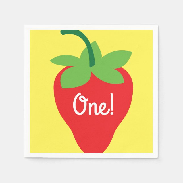 Berry 1:a födelsedag Cute Strawberry Colorful Mod Pappersservett (Framsidan)