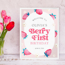 Berry 1:a födelsedag Jordgubbar 1:a Födelsedagsfes Poster