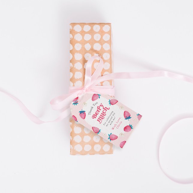 Berry 1:a födelsedag Jordgubbar 1:a Födelsedagsfes Presentetikett (Skapare uppladdad)