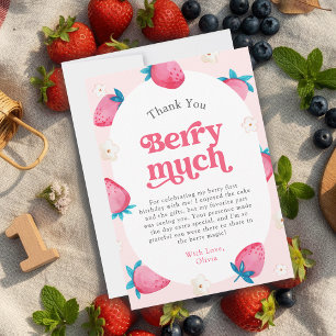 Berry 1:a födelsedag Jordgubbar 1:a Födelsedagsfes Tack Kort