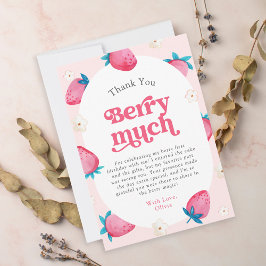 Berry 1:a födelsedag Jordgubbar 1:a Födelsedagsfes Tack Kort