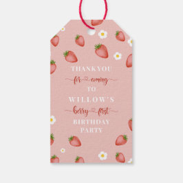 Berry 1:a födelsedag Jordgubberry Thabel Gift Märk Presentetikett