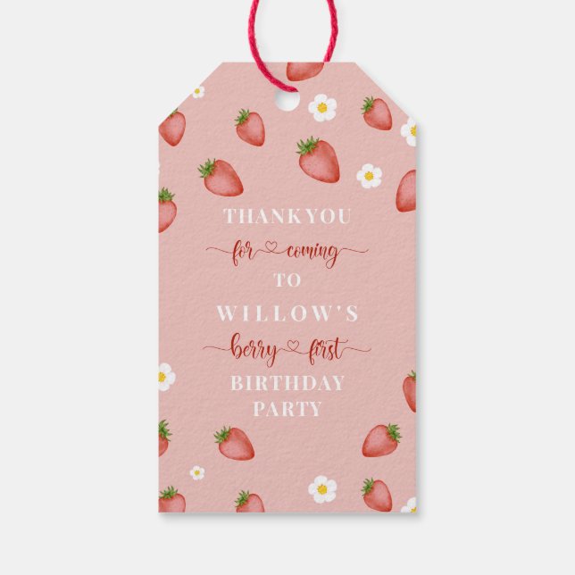 Berry 1:a födelsedag Jordgubberry Thabel Gift Märk Presentetikett (Baksidan)