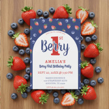 Berry 1:a födelsedag Party Strawberry Blueberry Bl