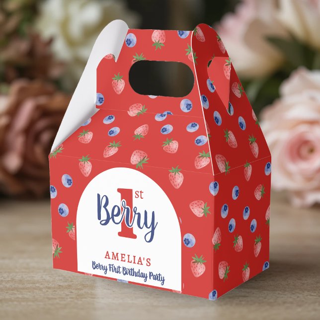 Berry 1:a födelsedag Party Strawberry Blueberry Re Presentaskar (Berry 1st Birthday Party Strawberry Blueberry Red Favor Boxes
)