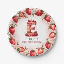 Berry 1:a födelsedag Plate Brev E Cake Design