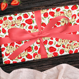 Berry 1:a födelsedag Rosa White Strawberry Guld Presentpapper