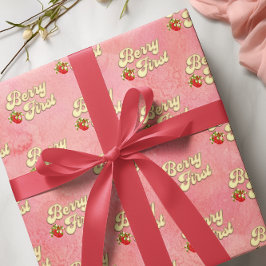 Berry 1:a födelsedagen Rosa Vitt Jordgubb Guld Presentpapper