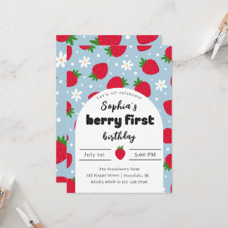 Berry 1:a födelsedagsinbjudan inbjudningar