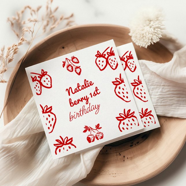 Berry 1st Hand plockade Strawberry Girl Roligt Bir Pappersservett (Skapare uppladdad)