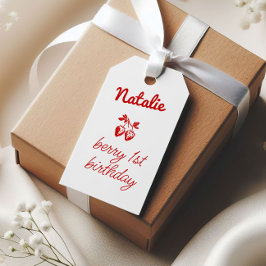 Berry 1st Handskriven ritad jordgubbe födelsedag Presentetikett