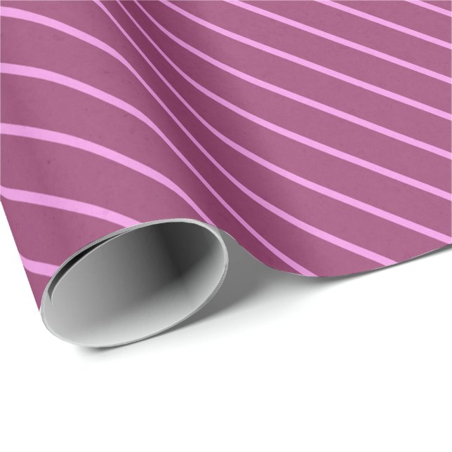 Berry and Blush Diagonal Striped Gift Wrap Presentpapper (Rullad Hörn)