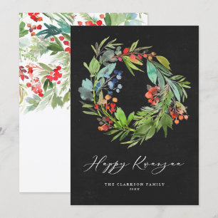 Berry and Greenery Wandech Chalkboard Lycklig Kwan Julkort