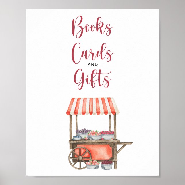 Berry baby shower - books cards and gifts poster (Framsidan)