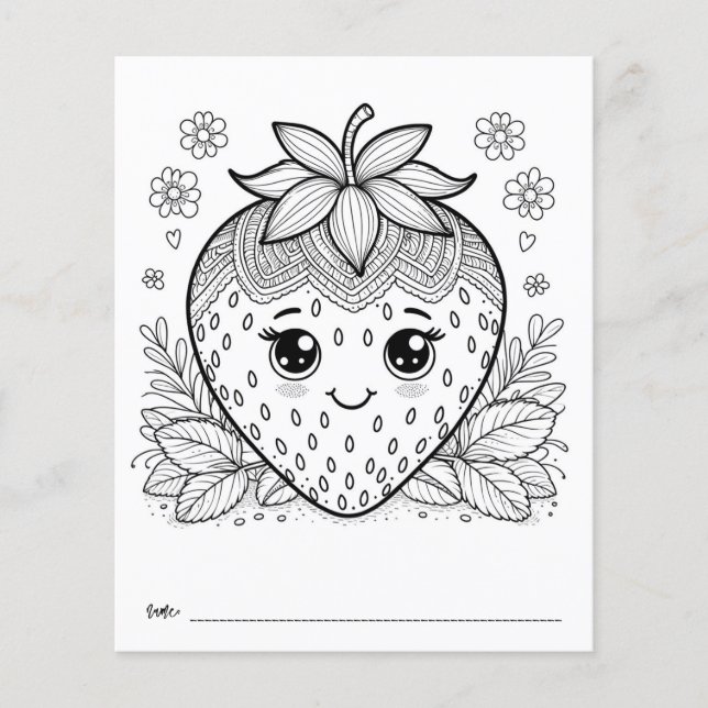 Berry Baby Shower Kids Activity Coloring Lakan Flygblad (Framsidan)