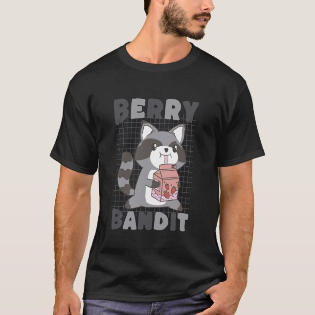 Berry Bandit Raccoon Kawaii Cute Funny T Shirt (Framsida)