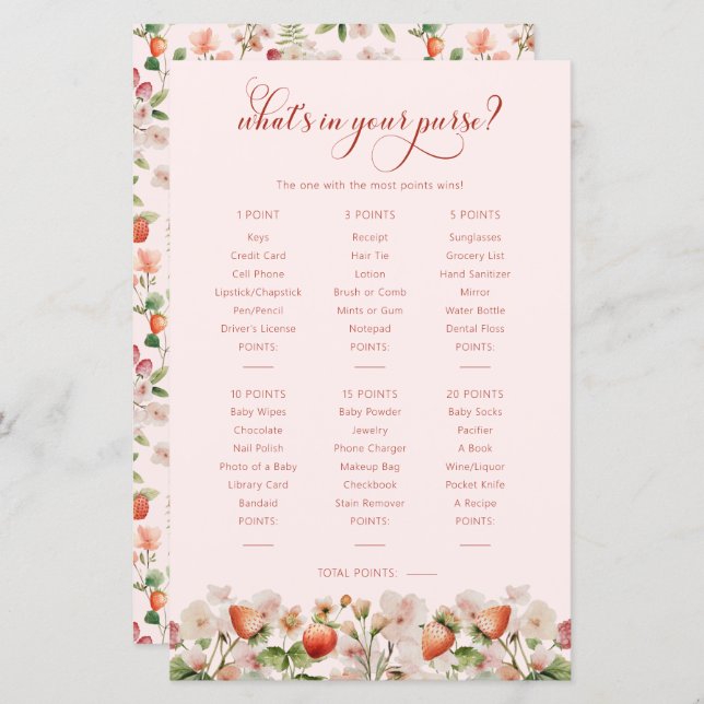 Berry Bebis Shower Spel (Fram/baksida)