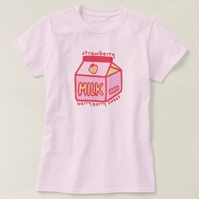 Berry Berry Sweet Strawberry Mjölk T Shirt (Design framsida)
