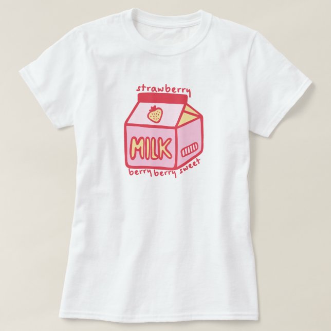 Berry Berry Sweet Strawberry Mjölk T Shirt (Design framsida)