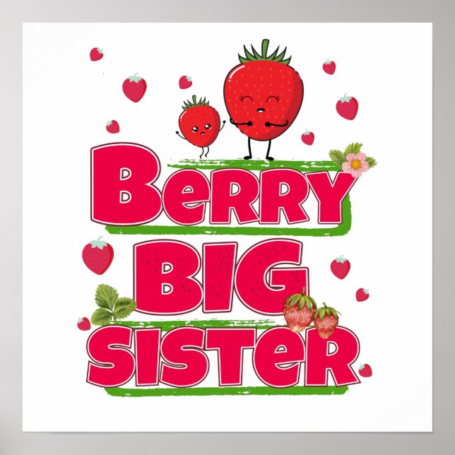 Berry Big Sister - Cute Strawberry Pun Poster (Framsidan)