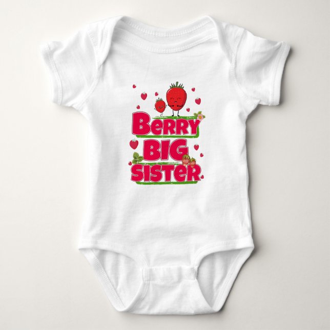 Berry Big Sister - Cute Strawberry Pun T Shirt (Framsida)