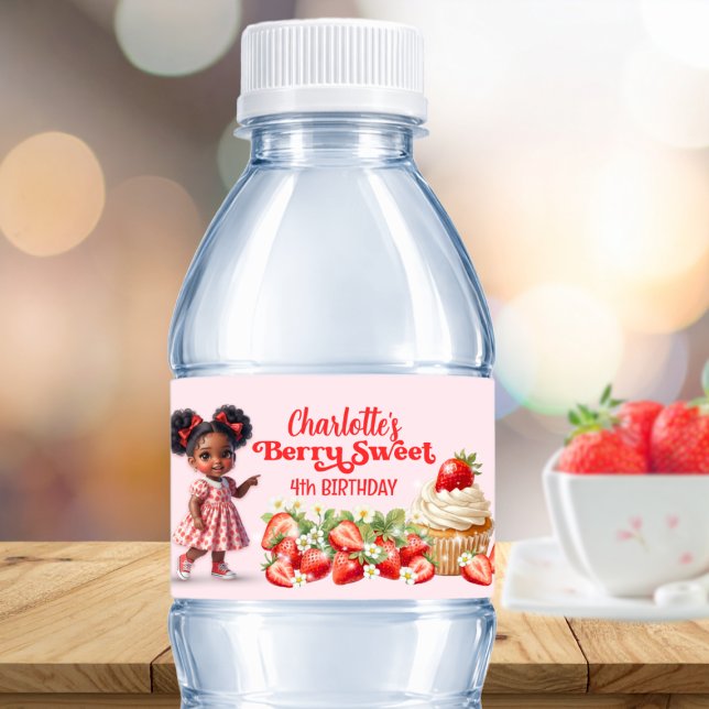 Berry Birthday -  Afro Baby Berry Sweet Vattenflaskor Etikett (Skapare uppladdad)