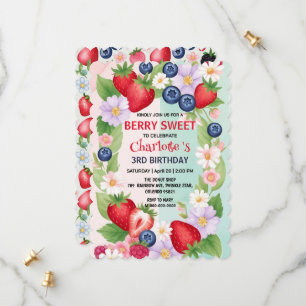 Berry Birthday Strawberry-blomma Girl Party Spara Datumet