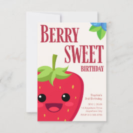Berry Birthday Strawberry Party Inbjudningar