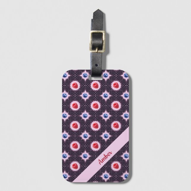 Berry Bliss Mönster med eget namn Bagagebricka (Framsida vertikal)