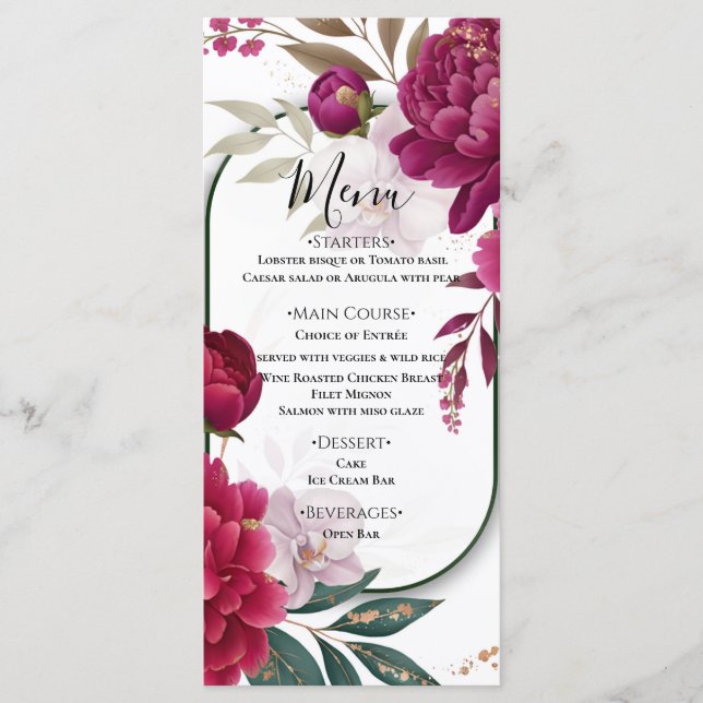 Berry Bloom Garden Floral Glam Wedding  Meny (Framsida)