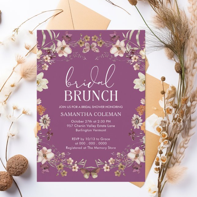 Berry Boho WildblomMöhippa Brunch Möhippa Inbjudningar (Skapare uppladdad)