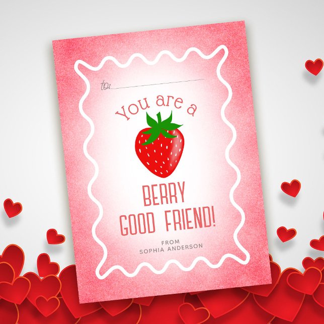 Berry Bra Friend Strawberry Classroom Valentine Anteckningskort (Skapare uppladdad)