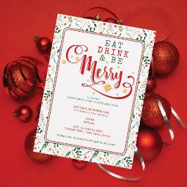 Berry Branch Ät Drick Var Glad Jul Potluck Inbjudningar