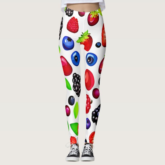 Berry Burst: Fruktiga Mönster Leggings (Framsida)
