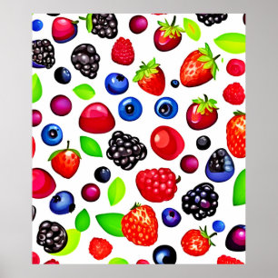 Berry Burst: Fruktiga Mönster Poster