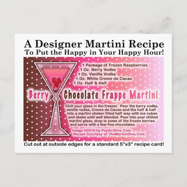 Berry Chocolate Frappe Martini Recipe Postcard Vykort (Framsida)