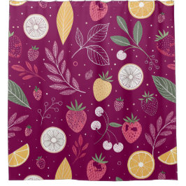 Berry Citrus Shower Curtain - Vibrant Fruit Patter