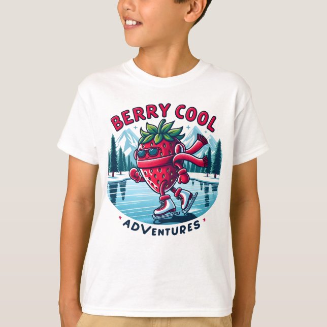 Berry Coola Äventyr Strawberry Ice Skating T Shirt (Framsida)