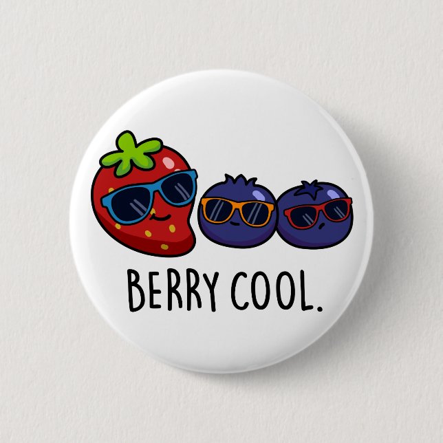 Berry Coola Funny Strawberry Blueberry Pun Knapp (Framsida)