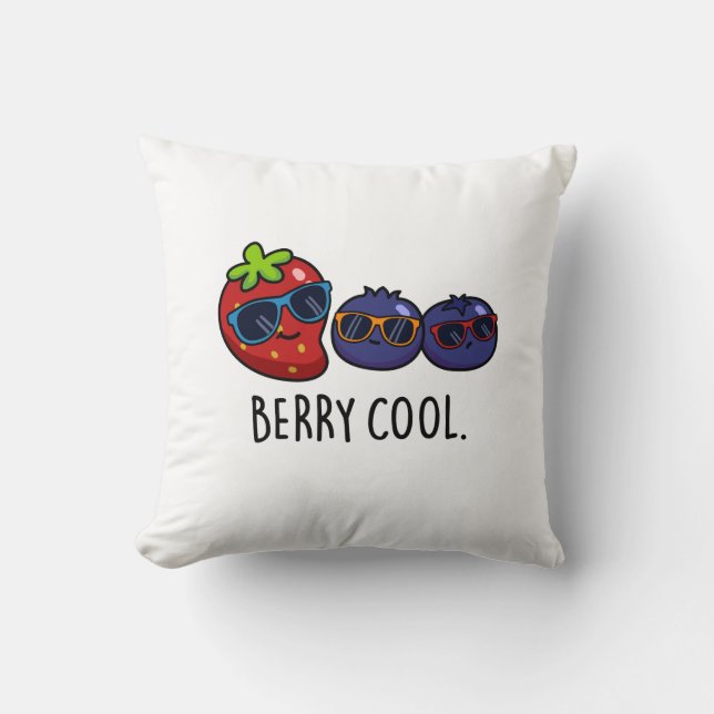 Berry Coola Funny Strawberry Blueberry Pun Kudde (Framsida)