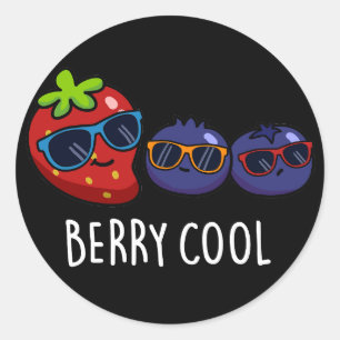 Berry Coola Funny Strawberry Blueberry Pun Mörk BG Runt Klistermärke